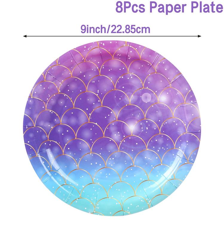 Zestaw naczyń jednorazowych Syrenka Talerze papierowe Kubki Mała Syrenka Dekoracje na przyjęcie urodzinowe Dziewczęce Baby Shower Artykuły imprezowe