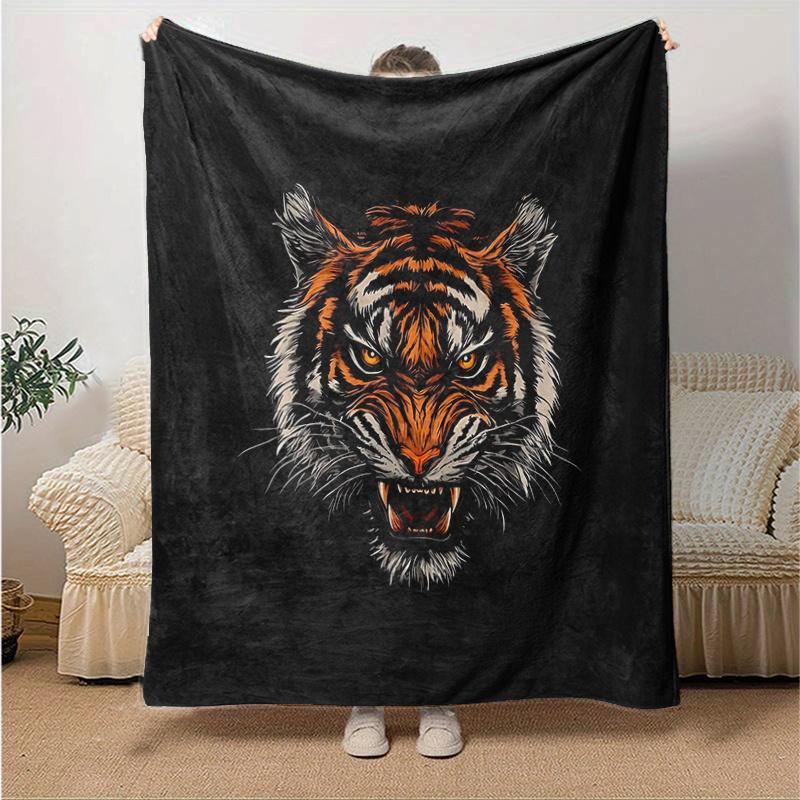 1pc Roaring Tiger Blanket, Soft Warm Throw for Home Decor, Gift Idea, Living Room, Travel, Camping, Car Blankets