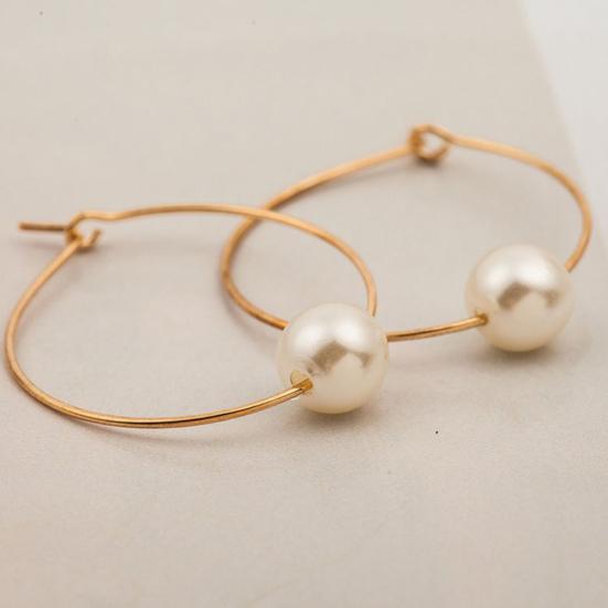 Fashion Women Faux Pearl Charm Huggie Hoop Earrings Party Jewelry Birthday Gift