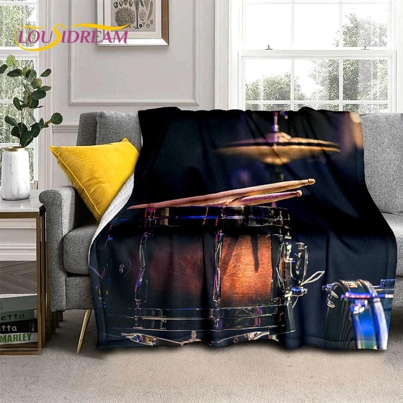 Kit de Bateria 3D Conjunto de Suporte para Bateria Instrumentos Musicais Cobertores Macios, Mantenha-se Aquecido Manta Confortável para Piquenique Camas Sofá Casa Quarto