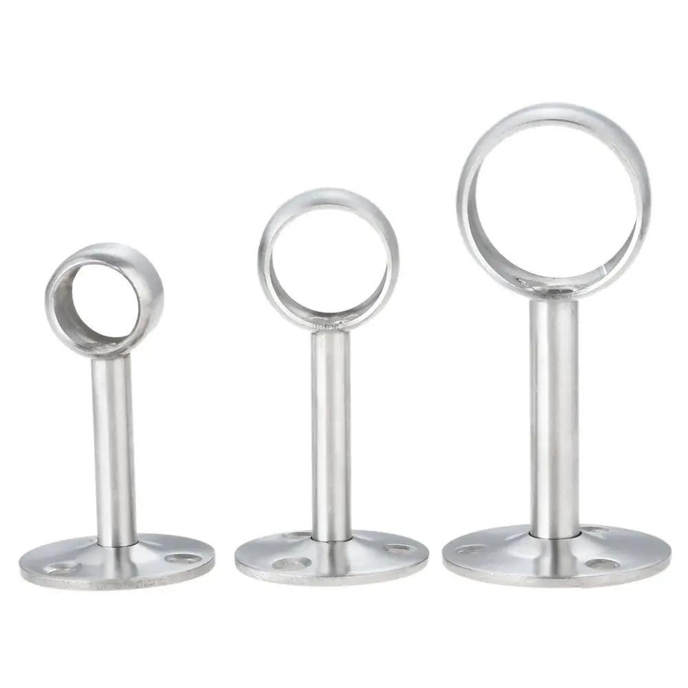1Pcs Stainless Steel Pipe Bracket 19/22/25mm Half/All Pass Wardrobe Rail Support Flange Wardrobe Hanger
