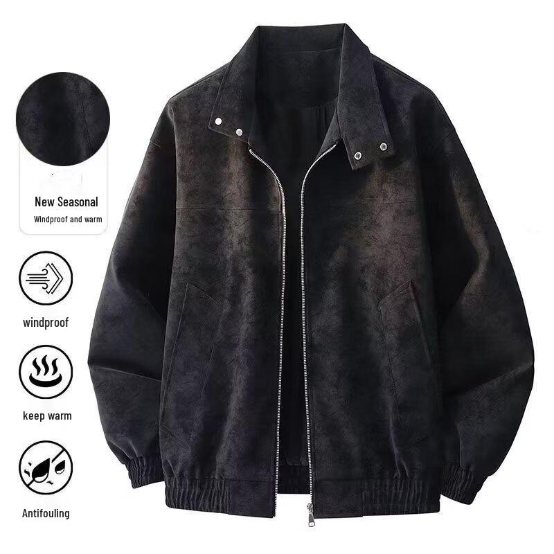 

Men s Retro Pilot Workwear Jacket - Warm, Trendy Lapel Top for Autumn/Winter XL чорний
