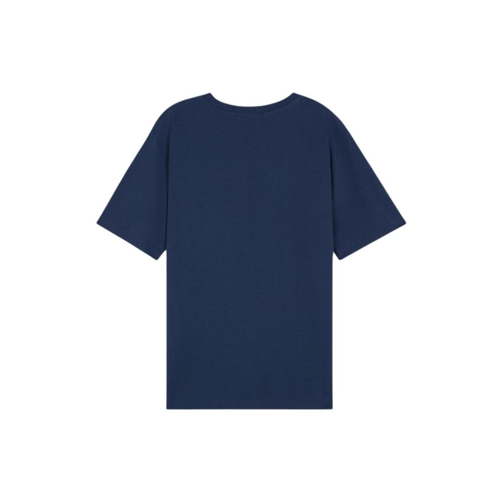 Maison Kitsune Ribbed Trim Letter Print Crew Neck Short Sleeve T-Shirt Men Tops Dark-Blue MM00111KJ0118-P476