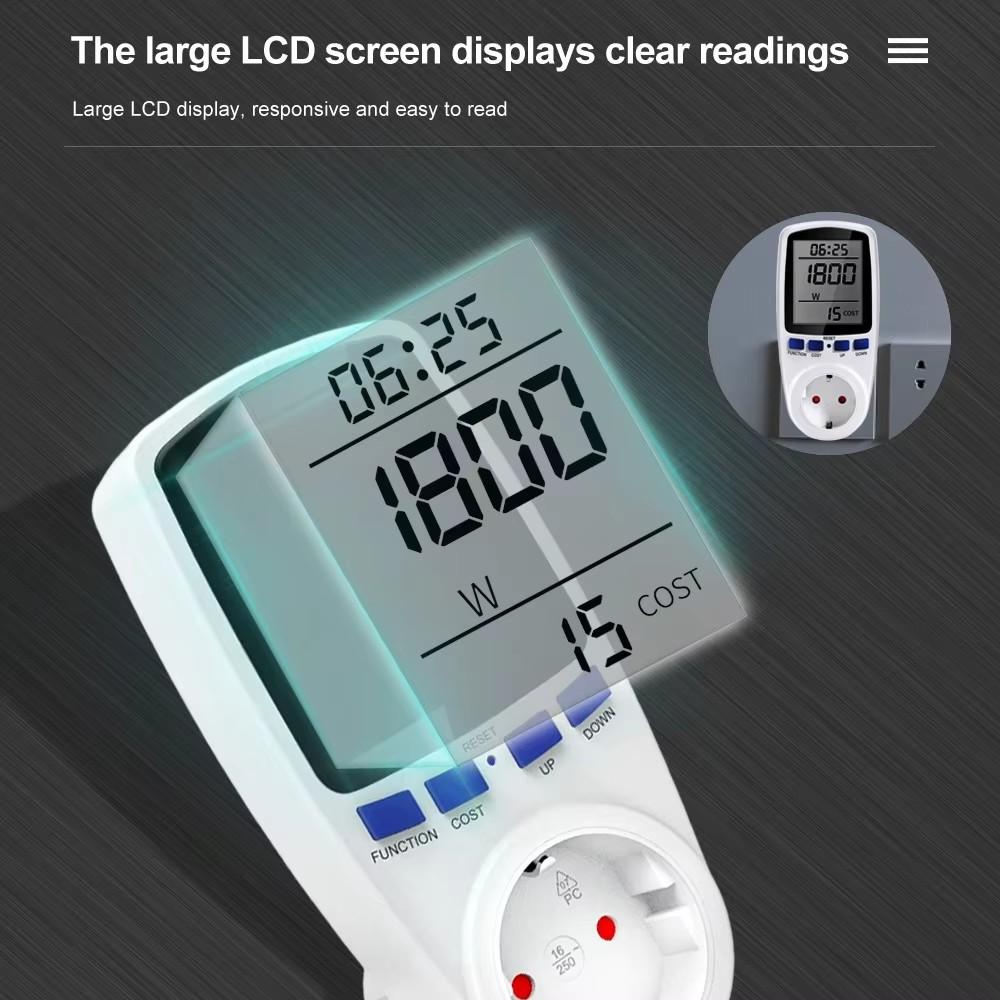 Digital Voltage Wattmeter Power Meter 110/250V Wattage Kwh Energy Consumption Socket EU/US/UK /FR/AU Plug 7 Display Models