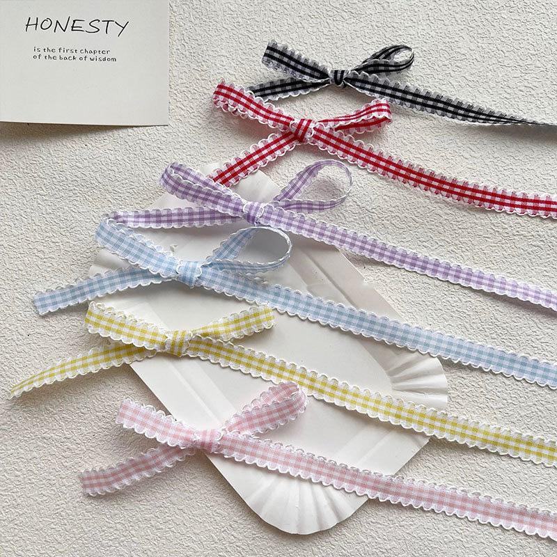 10yards/Roll Wave Edge Candy-Colored Plaid Ribbon 1CM Lace Checkered DIY Hair Accessories Gift Cake Box Decor Bouquet Bow