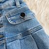Summer Style High Waist Slim Denim Skirt All-Match A-Line Pleated Skirt Ruffle Skirt