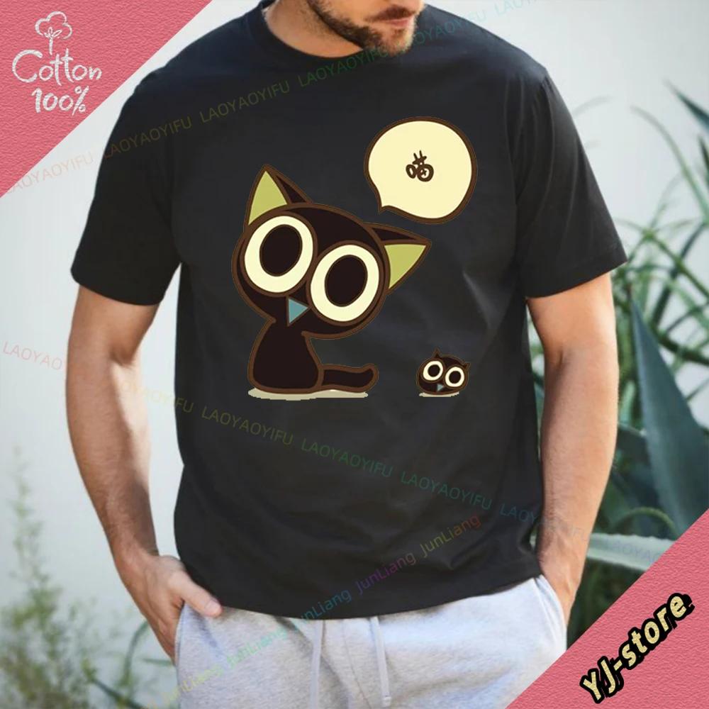Cute Black Cat Unisexs Shirts Anime The Legend of Luoxiaohei Aesthetic Clothing 100 Cotton Y2k Clothes Tshirt Womens Tshirts