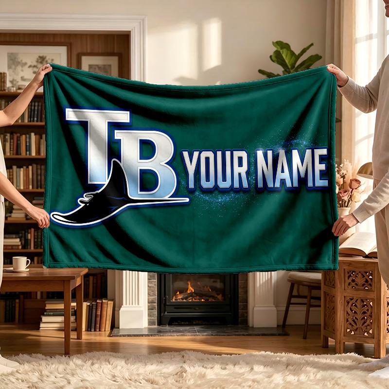 Tampa Bay Rays (1) Personalized Name Blanket Soft Cozy Gift for Sofa Bed Couch Home Decoration