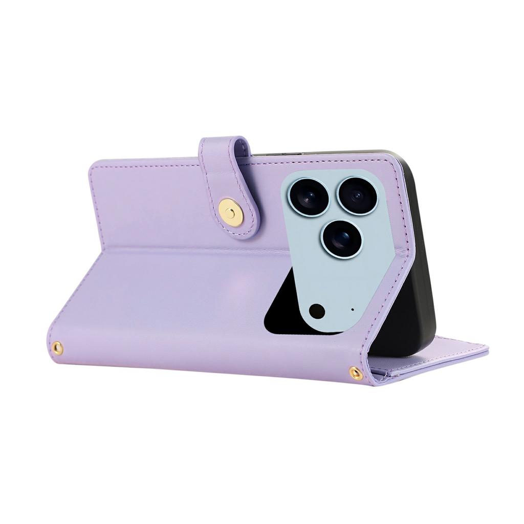 For iPhone 17 Pro Max Case Multi Card Slots Zipper Rhombus Leather Phone Cover with Wrist Strap