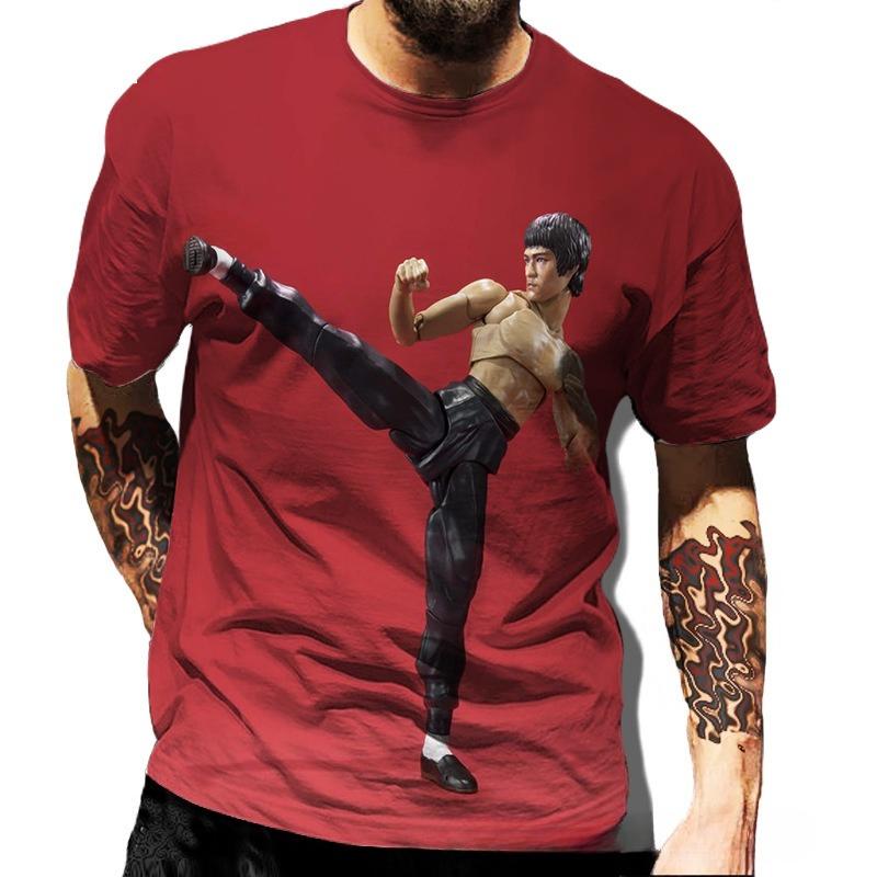 Modisches Herren-Rundhals-Kurzarm-3D-Casual-Farbprint-Casual-Kurzarm-Rundhals-T-Shirt