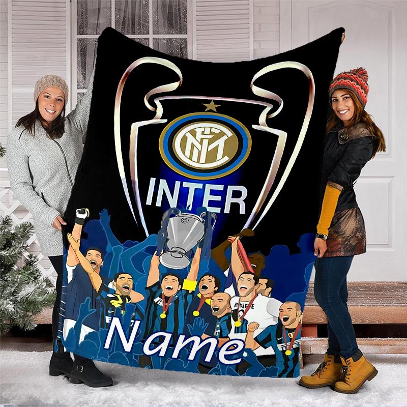 Personalized Custom Name Blanket - Inter Milan Print Design,Blanket for Sofa,Bed,Travel,Camping - Soft and Warm, Great Gift