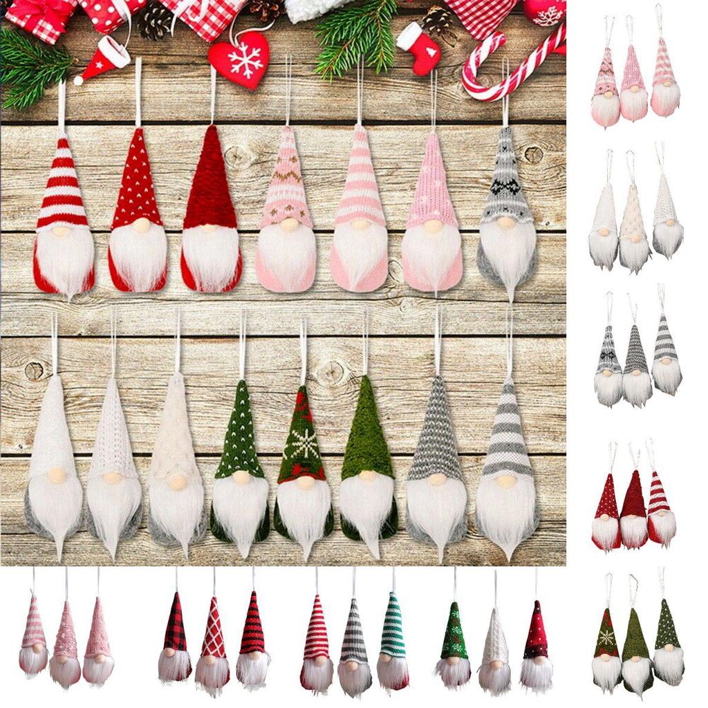 Tree 3x Christmas Hanging Gnome Plush Gonk Santa Doll Pendants Decoration Xmas