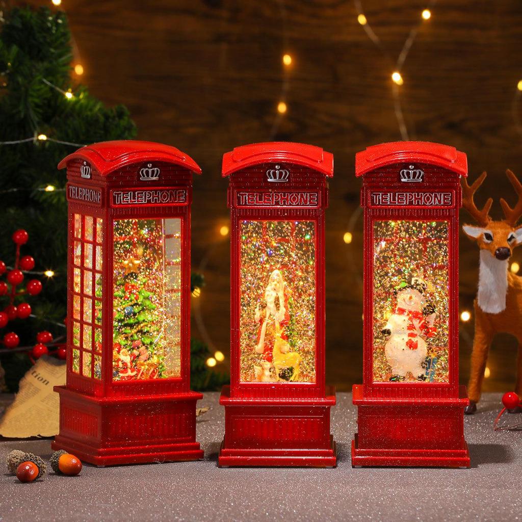 Large Luminous Telephone Booth Snow Globe - Creative Christmas Ornament & Gift