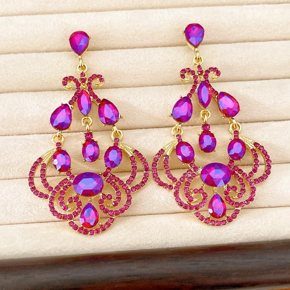 Exaggerated Rhinestone Drop Earrings Exquisite Statement Earrings  Anniversary