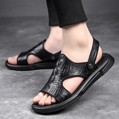 Klassische Herren Sandalen Sommer Krokodilmuster Sandalen Atmungsaktive Herren Lederschuhe Luxus Sandalen Weiche Outdoor Herren Römersandalen