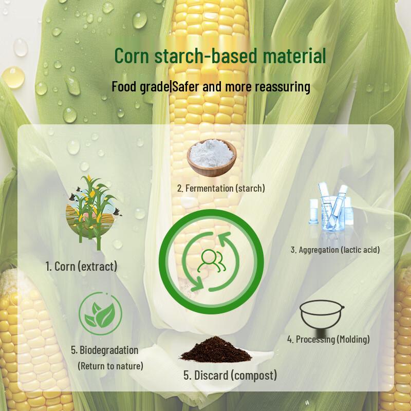 Zhilu Disposable Degradable Round Corn Starch Food Container with Lid