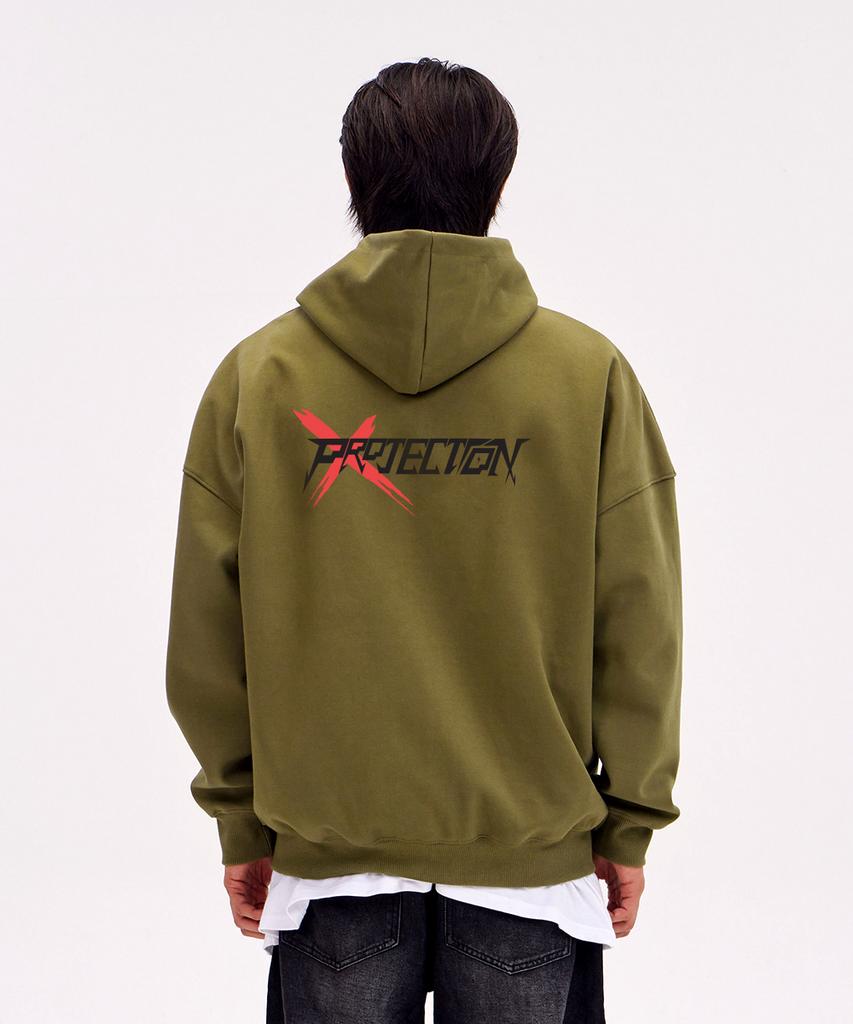 Astral Projection Projection X Oversized Wide Shoulder Zip-Up Hoodie_Green Brown