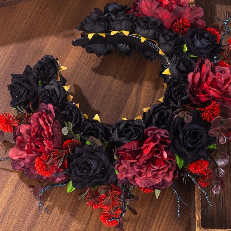 Gothic Bridal Hair Band Realistic Flower Headband For Medieval Fantasy Wedding Cosplay Event Hiar Decoration