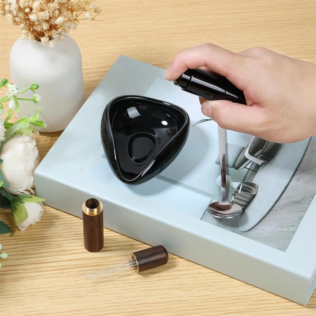 Ceramic Coffee Bean Measuring Cup Sprayed Bottle Set Coffee Dosing Tray Coffee Brewing Equipment Suitable for Coffee