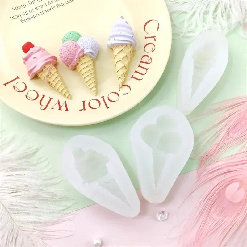Silicone Ice Cream Cone Modeling  Chocolate Fondant Cake Mold  Decorative Mold DIY Dessert Birthday Cake Biscuit Baking Molds
