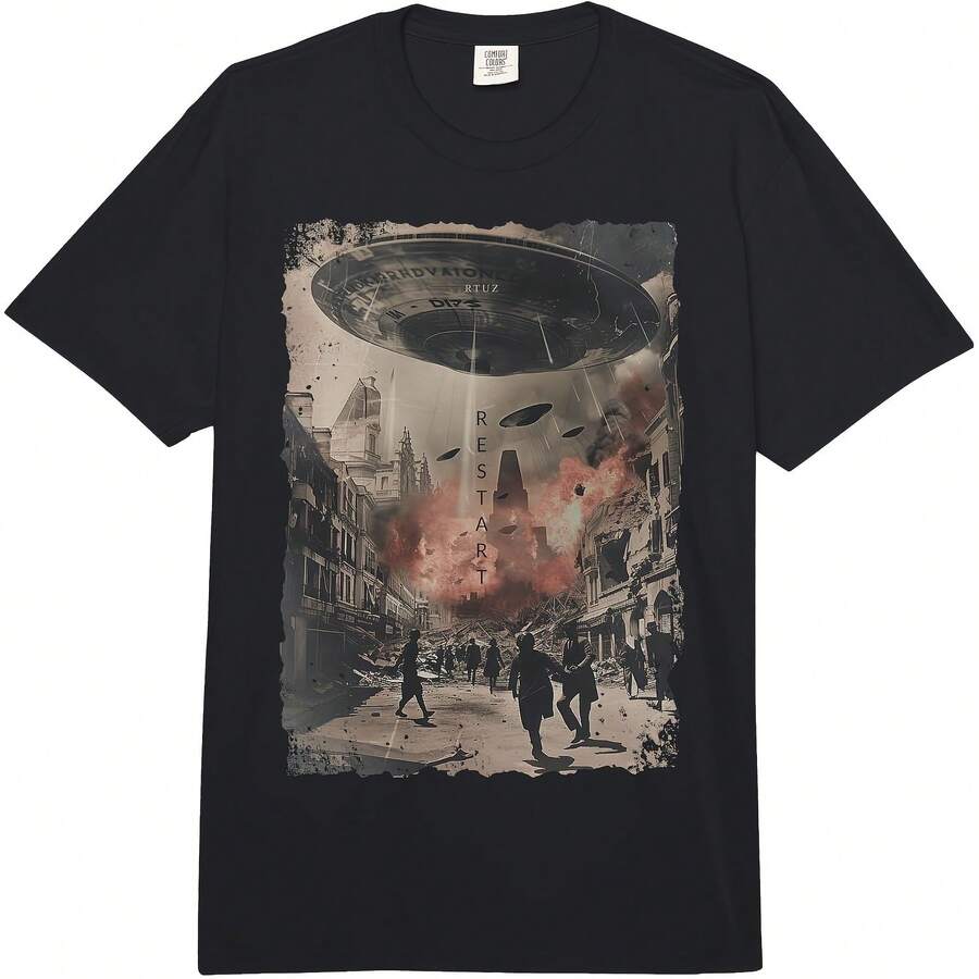 

Vintage UFOUAP Invasion Alien War Armageddon UFO Adult Heavyweight T-Shirt All Seasons,220g Pure S разноцветный