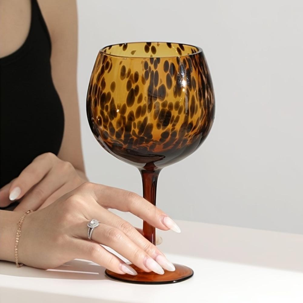 Glass Leopard Spot Highball Glass Art Style Water Cup Creative Drink Cup Dinning Table