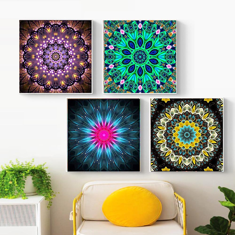 

HUACAN 4 шт./компл. Картина с бриллиантами Искусство Мандала Алмазная картина 5D Алмазная вышивка 30*30 4pcs