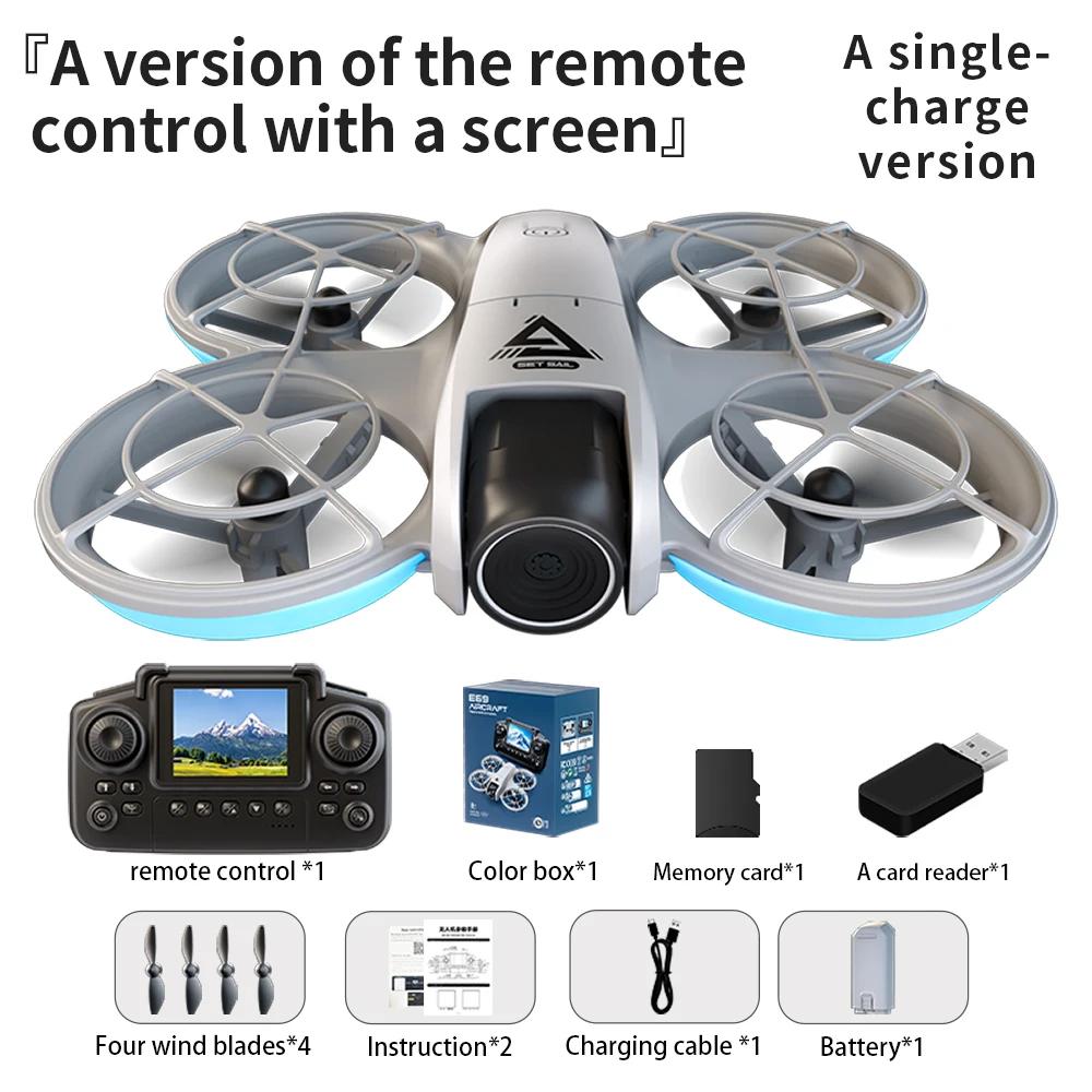 Novo Drone Mini E69 com Fluxo Ótico Câmeras Duplas de Fluxo Ótico 8K com Controle de Tela WIFI 5G Esquiva Inteligente de Obstáculos 360° Quadricóptero sem Escovas