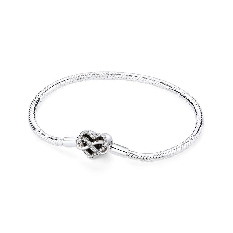 Original 925 Silver Bracelets Bangles Love Heart Clip Charms Beads Snake Chains For Women Rose Gold DIY Luxury Jewelry