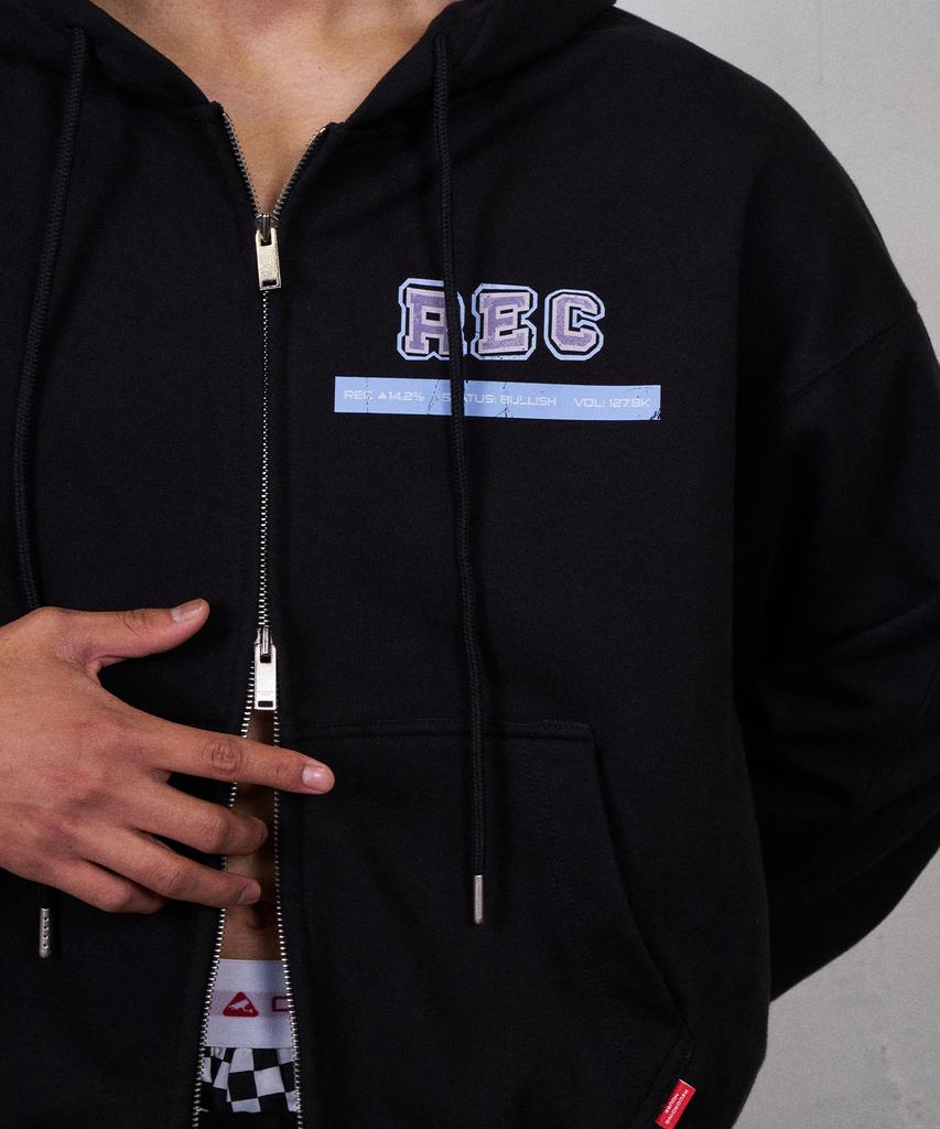 Recordinghouse Rec Graphic Hoodie Zip Up [Black]