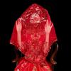 Red Xiuhe Summer Bridal Dress with Semi-Transparent Veil and Head Covering