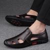 Men's Black Genuine Leather Breathable Slip-On Loafers
