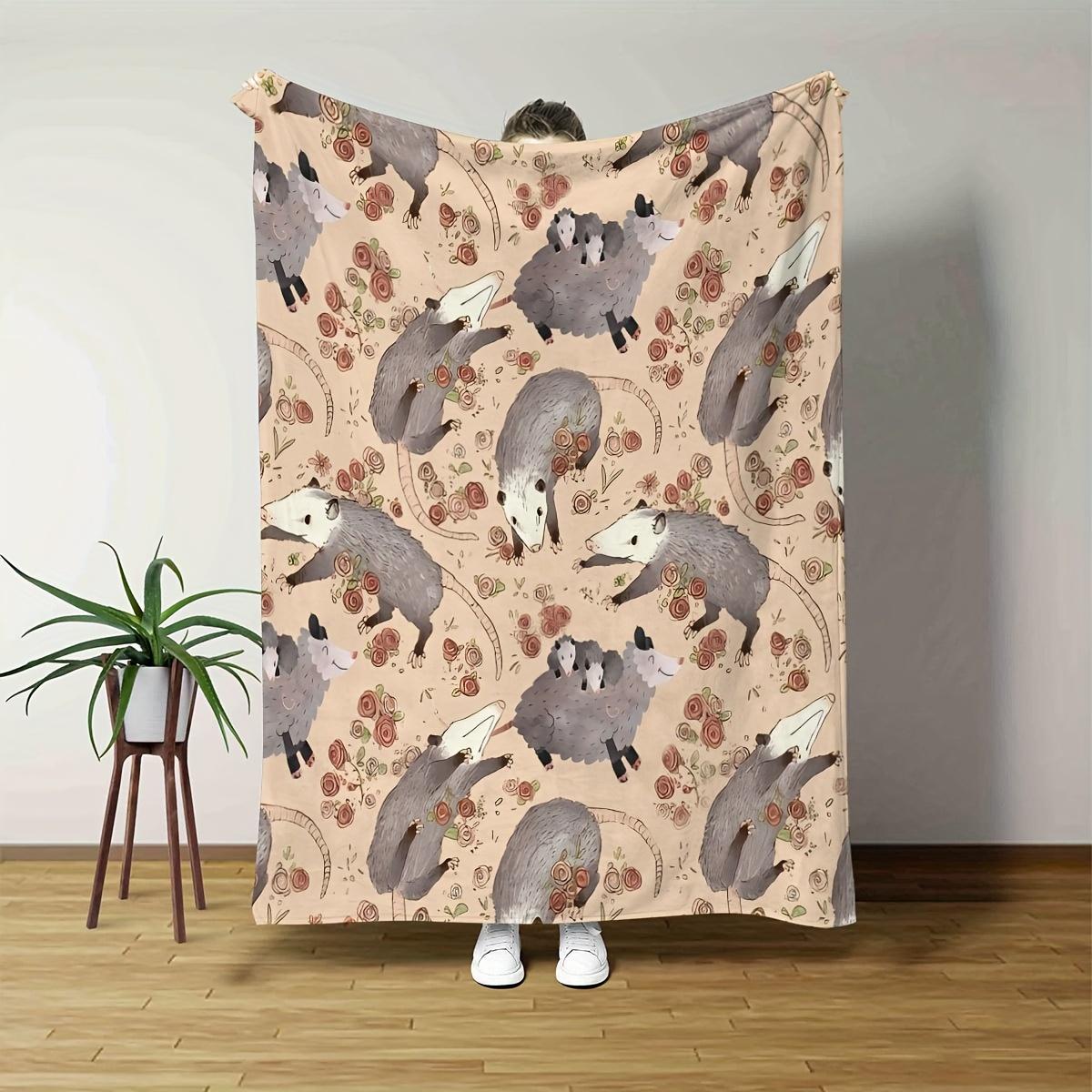 

Contemporary Opossum Flannel Blanket Soft Cozy Polyester AllSeason Multipurpose Sofa Decor Gift 75x100cm (30x40inch)