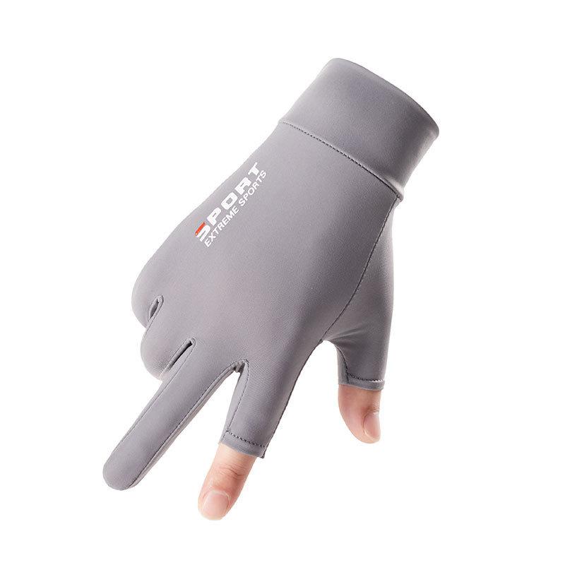 Sunscreen gloves Men's spring and summer sun protection Thin ice silk half-finger gloves Takeaway cycling Driving fishing