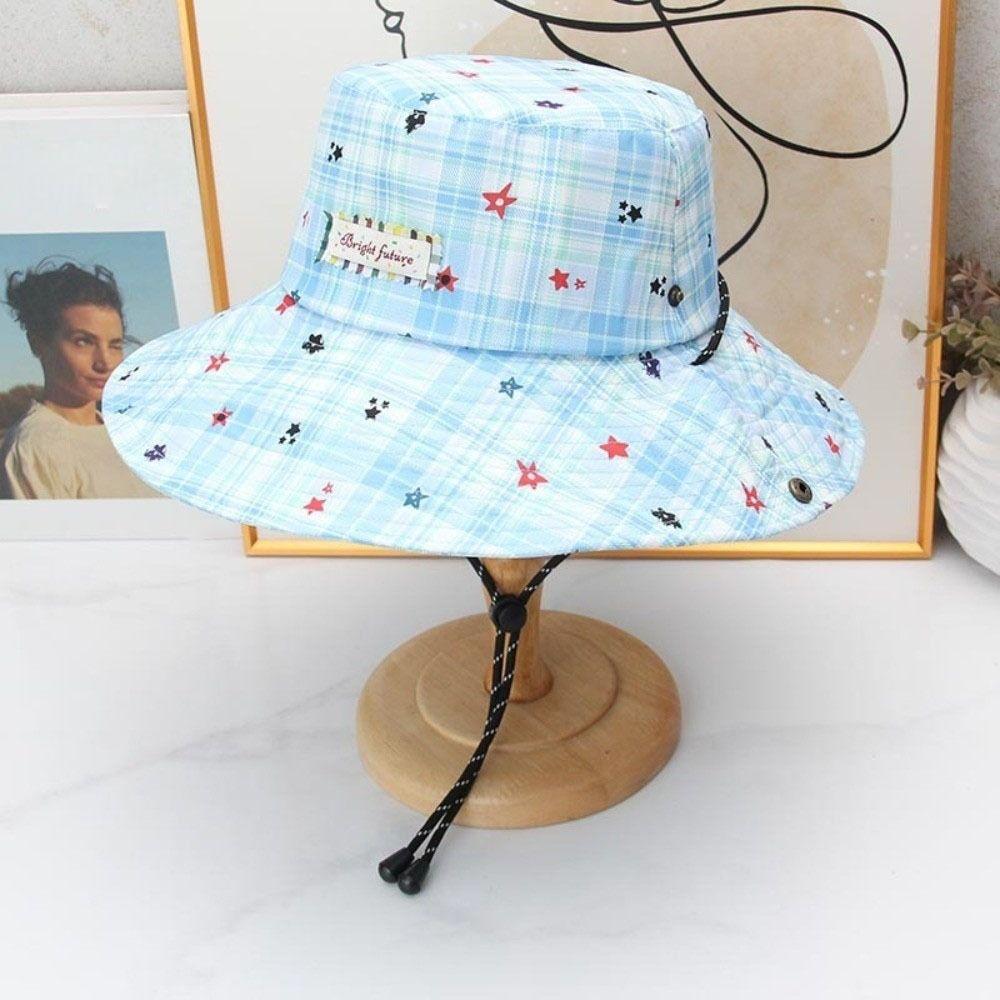 Sun Protection Plaid Fisherman Hat Wide Brim Sunscreen Bucket Hat Casual Women Sun Hat  Travel