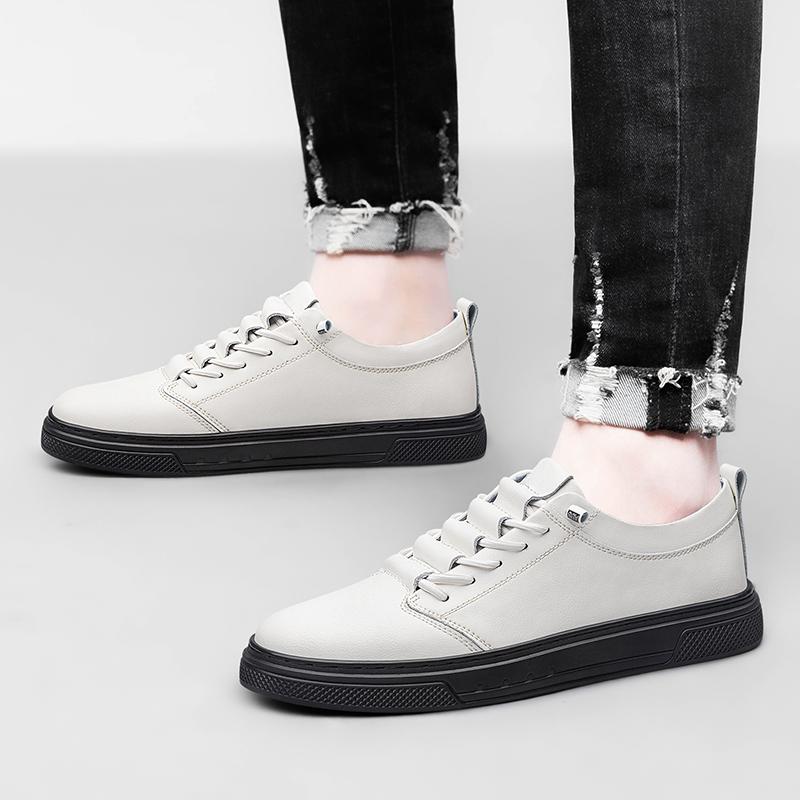 2025 New Lace-up Men Casual Shoes Design Flats Breathable Sport Shoes Men's Genuine Leather Shoes Comfy Walking Sneakers