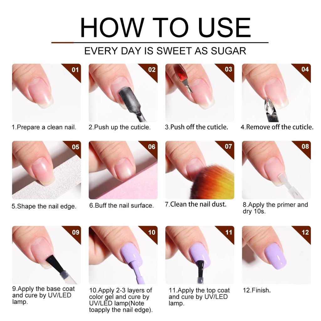 LIMEGIRL 7PCS Nail Polish Gel Kit Nail Art DIY Design All for Decoration Soaking UV Gel Long-lasting Manicure Gel Vernis Kit