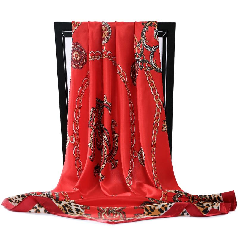 Fashion Scarves For Women Shawl Print Silk Satin Hijab Scarf Female Bandana 90Cm  Square Shawls Scarfs For Ladies