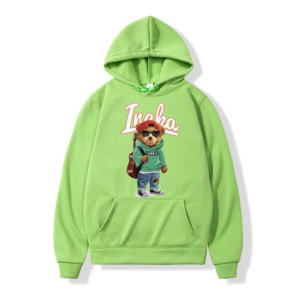 Herren Hoodies Hip Hop Inaka Power Toy Bear Print Fleece Hoody Sweatshirt Frauen Harajuku Pullover Streetwear Hoodie Unisex Kleidung
