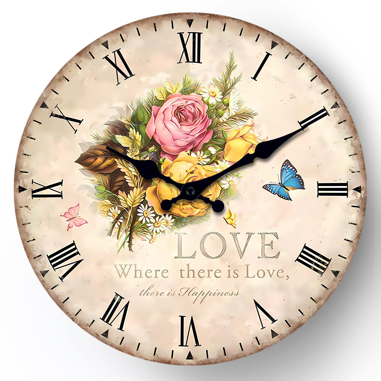 European-Style High-Quality Floral High-Quality Blue High-Quality Butterfly High-Quality Pattern High-Quality Wooden High-Quality Wall High-Quality (as the picture,10 Inches)