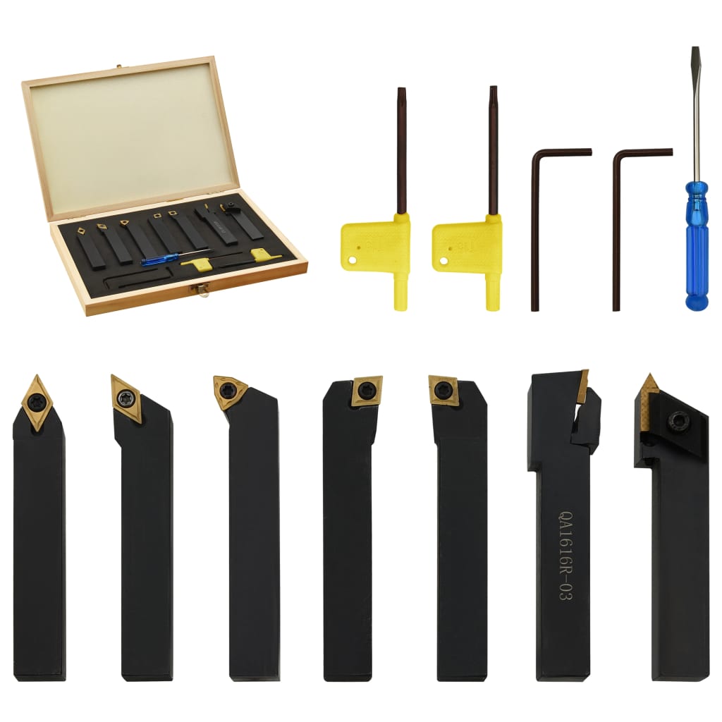 12 piece Turning Tool Set with Indexable Inserts 16x16 mm 100 mm