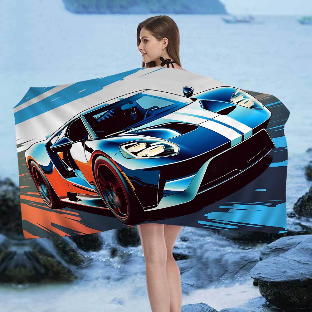 Sports Car Racing Car Bath Towel Microfiber Soft Water Absorbing Breathable For Girl Kids Decorative Cartoon Beach Towel