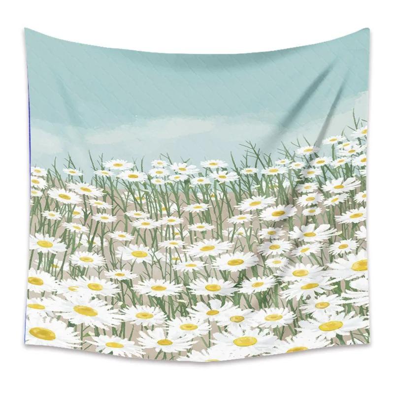 Fresh Floral Beautiful Printed Hanging Cloth Home Wall Decoration Tapestry Bedroom Living Room Tapestry