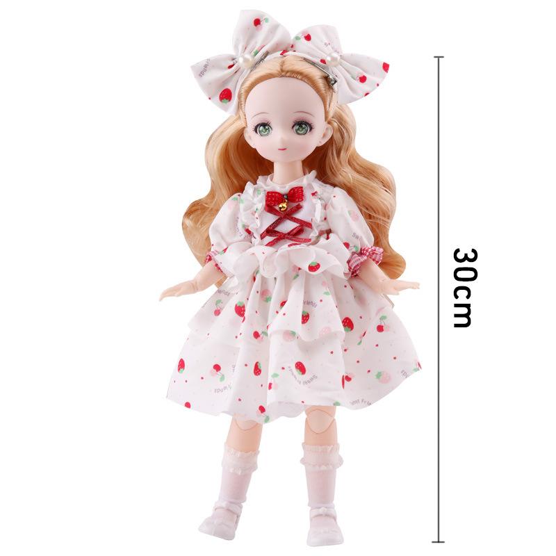 Bjd Dukker 30cm Anime Dukke Fullt Sett 1/6 Bjd 23 Ledd Bevegelig Kropp Med Skjørt Hatt Hodeplagg Jenter Kle På DIY Leker Reborn Kawaii