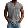 Men's Summer Solid Color Pocket Sports Buttons Vest Men's Sports Casual Vest