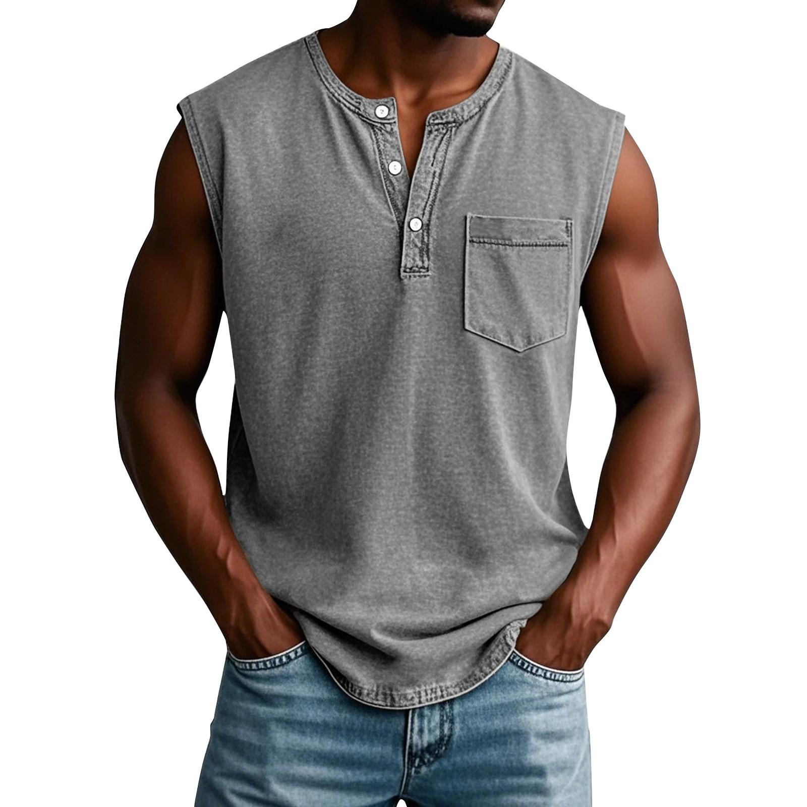 

Men s Summer Color Pocket Sports Buttons Vest Men s Sports Casual Vest XL