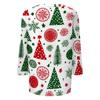 Women's Christmas Print V-Neck Three-Quarter Sleeve Casual Loose Fit Shirt