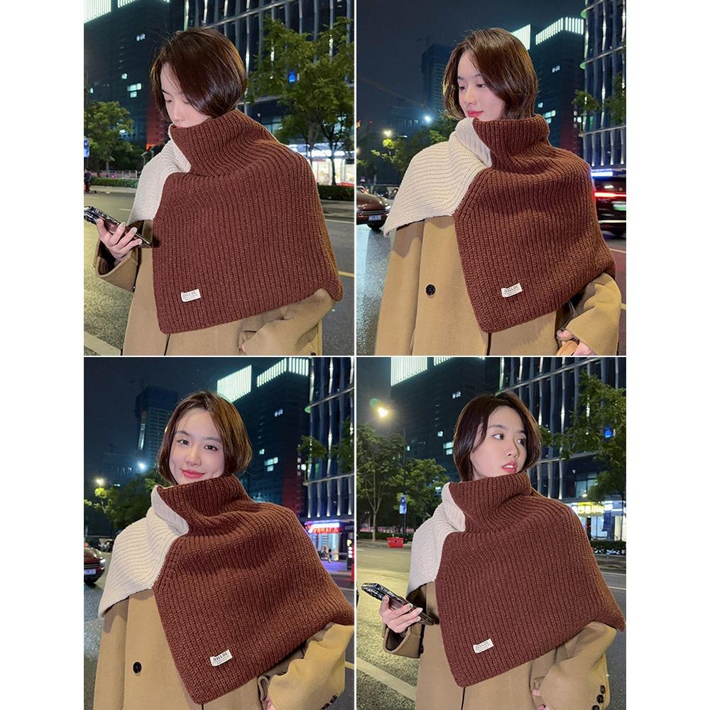 Collar Knitted Scarf Thicken High Neck Shawl Fashion Neck Warmer  Winter