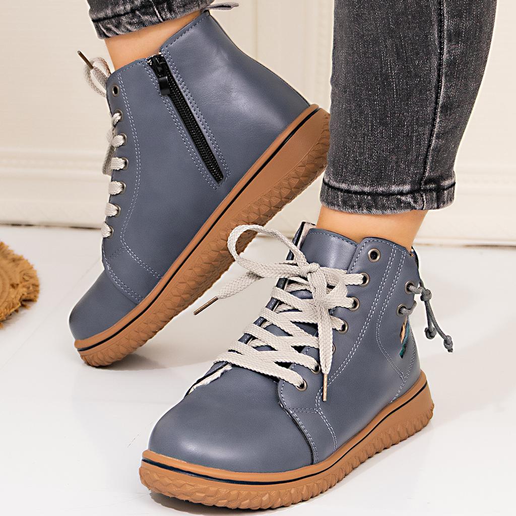 Snow Boots Women's 2025 New Flat Heel Martin Boots Winter High-top Single Shoes Women's Cotton Shoes Plus Size