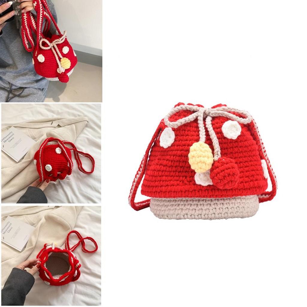 Cute Breathable Crochet Mushroom Bag For Children Soft Mini Backpack Ideal For Everyday Fun